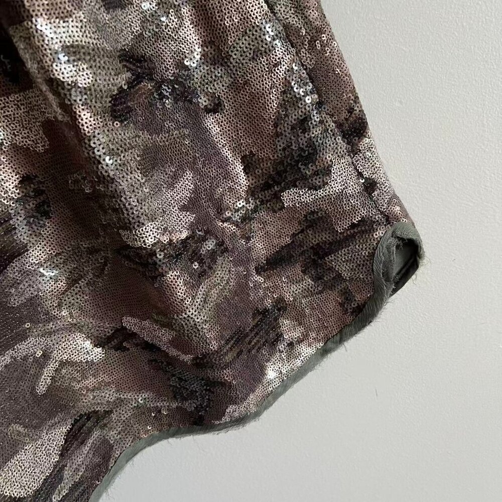 Zadig & Voltaire Sequin Camouflage Tank Top in Olive, Brown, and Black - Picture 6 of 9